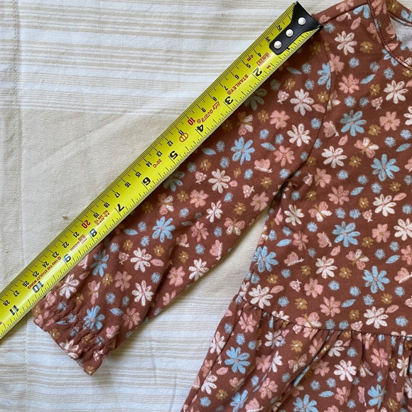 NWT Carter's Baby Girl 2-Piece Dress Set 12 mo Light Brown Floral + Diaper Cover - Picture 8 of 10